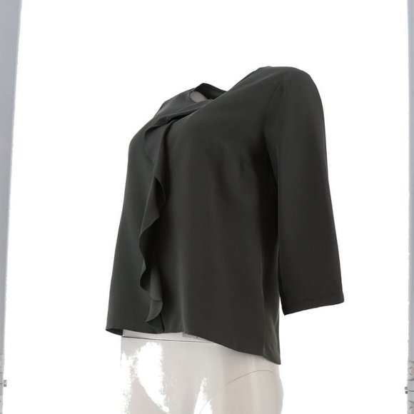 NWT LAND'S END WOMEN'S CASUAL 3/4 SLEEVE RUFFLE SOFT BLOUSE CRIMSON DAWN 4P - Picture 2 of 6